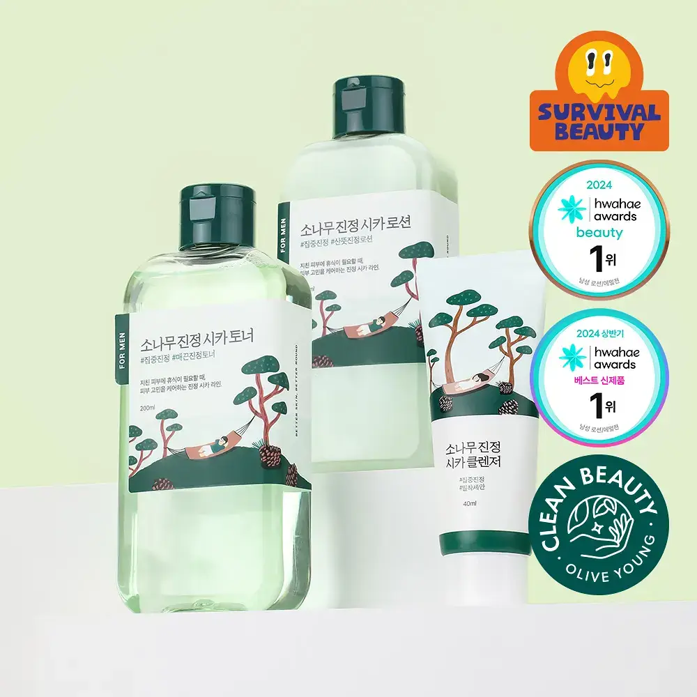 [번들모공] 라운드랩 포 맨 소나무 토너/로션 2종 기획(+진정 클렌저 40ml 증정)